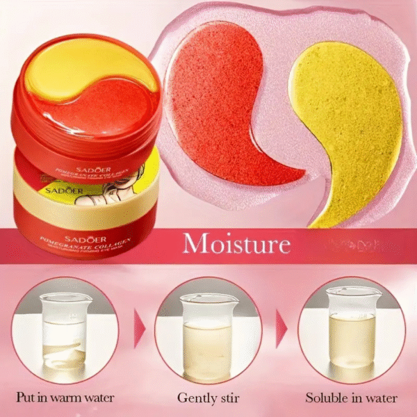 Collagen Eye Mask – Blueberry, Rose, Avocado, Pomegranate | Anti-Aging, Hydrating & Brightening Gel Patches - Image 4