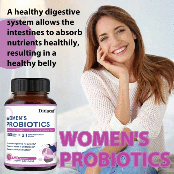 Women’s Probiotic Supplement with D-Mannose & Digestive Enzymes – 120 Capsules - Image 3