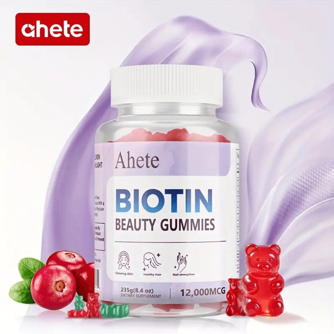 Biotin Gummies – Grape Flavor – Hair Growth Support & Scalp Circulation – 60 Capsules - Image 5