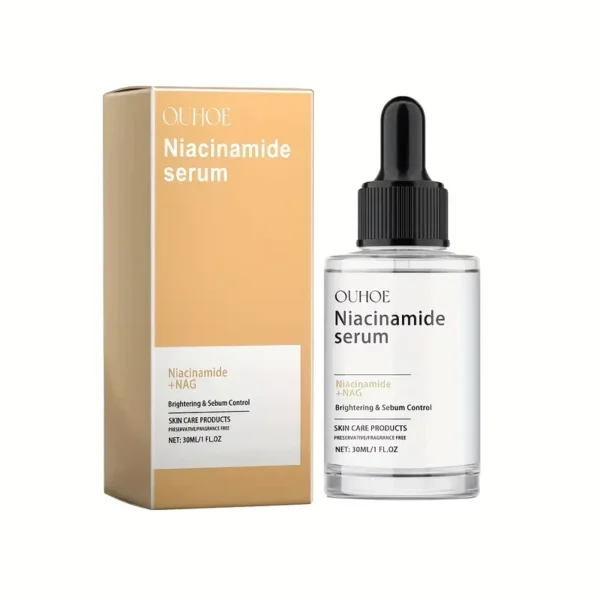 Niacinamide 10% + NAG serum bottle with dropper – brightening and oil control skincare