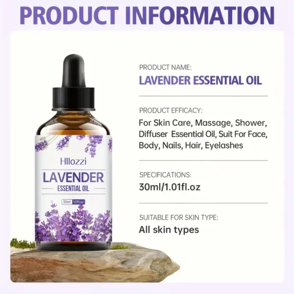 Lavender Essential Oil for Sleep – 100% Pure & Natural Aromatherapy Oil, Relaxation & Stress Relief, 30ml / 1oz – Hllozzi - Image 6