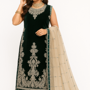 Maria.B Velvet Collection D1 – Black Embroidered Luxury Suit