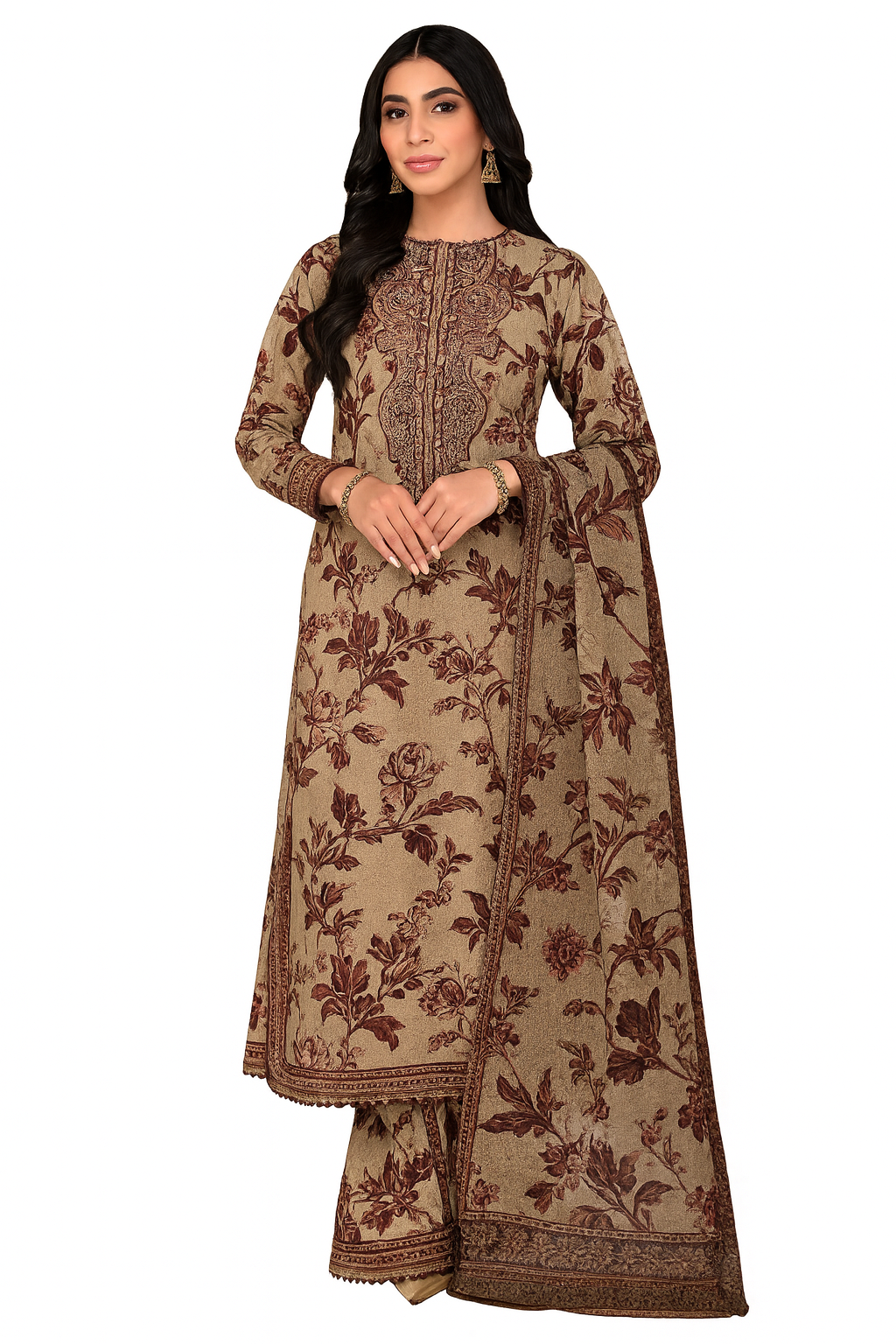 Aneela’s Collection – Dhanak Embroidered & Digital Printed Suit