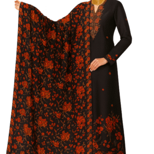 Bareeze Winter Collection – Black & Red Embroidered Dhank Suit