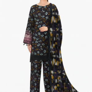 Nureh Dhanak Collection – Black Floral Digital Embroidered Suit